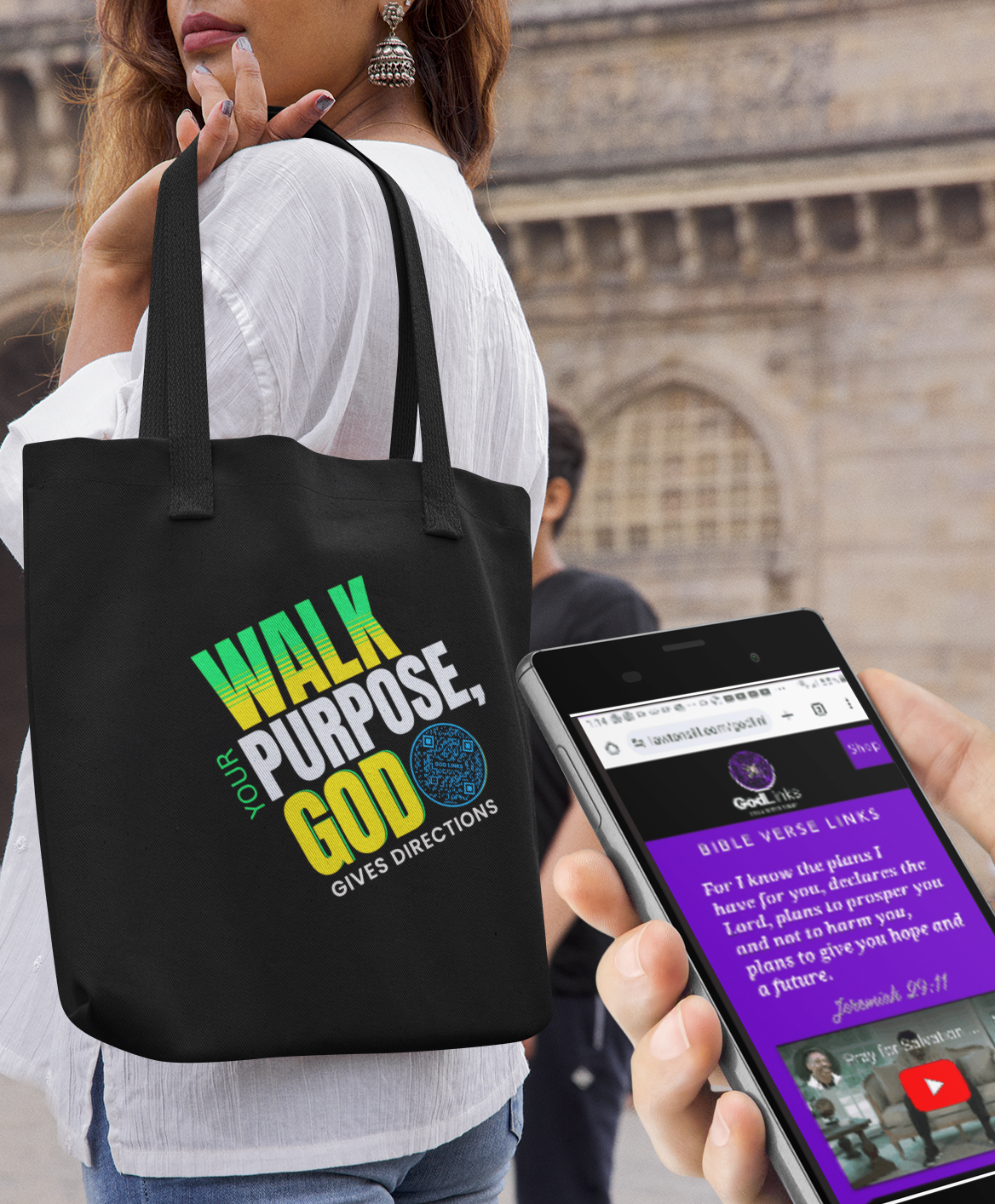 WALK YOUR PURPOSE-LIGHT BLUE-Eco Tote Bag
