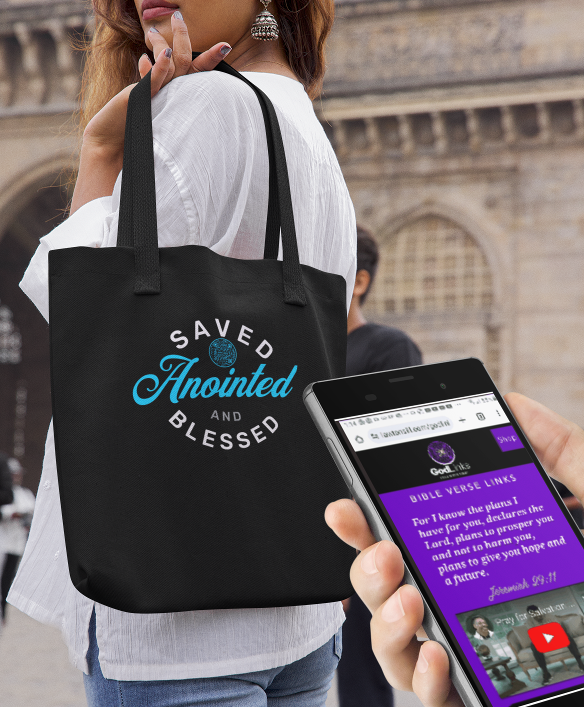 SAVED-LIGHT BLUE-Eco Tote Bag