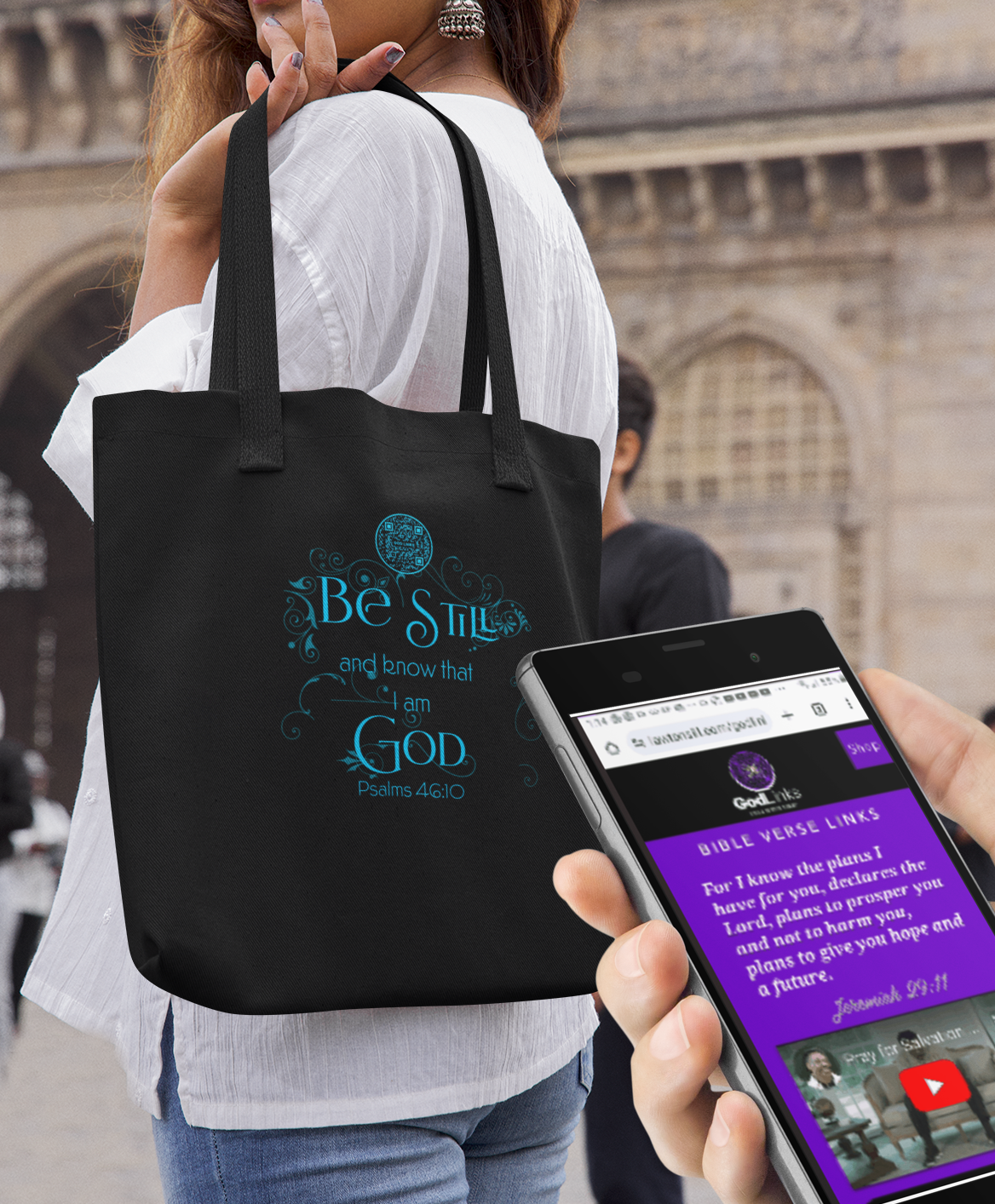 BE STILL-LIGHT BLUE-Eco Tote Bag