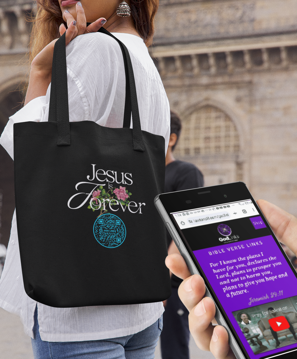 JESUS IS FOREVER-LIGHT BLUE-Eco Tote Bag