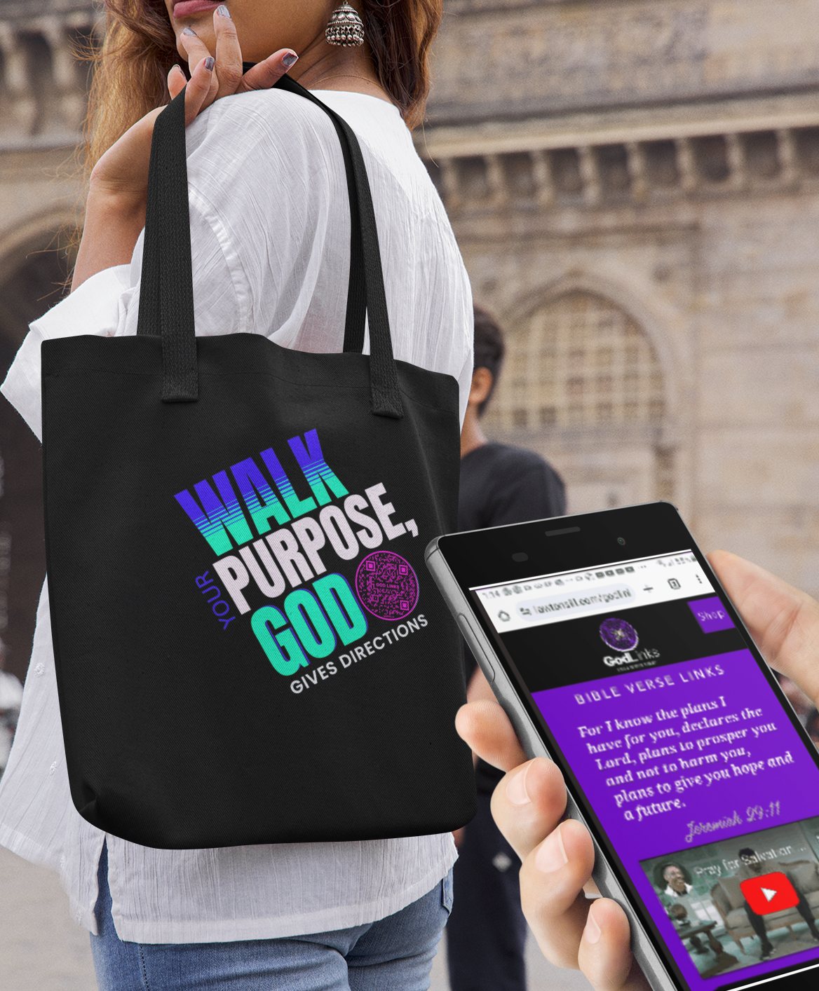 WALK YOUR PURPOSE-PINK-Eco Tote Bag