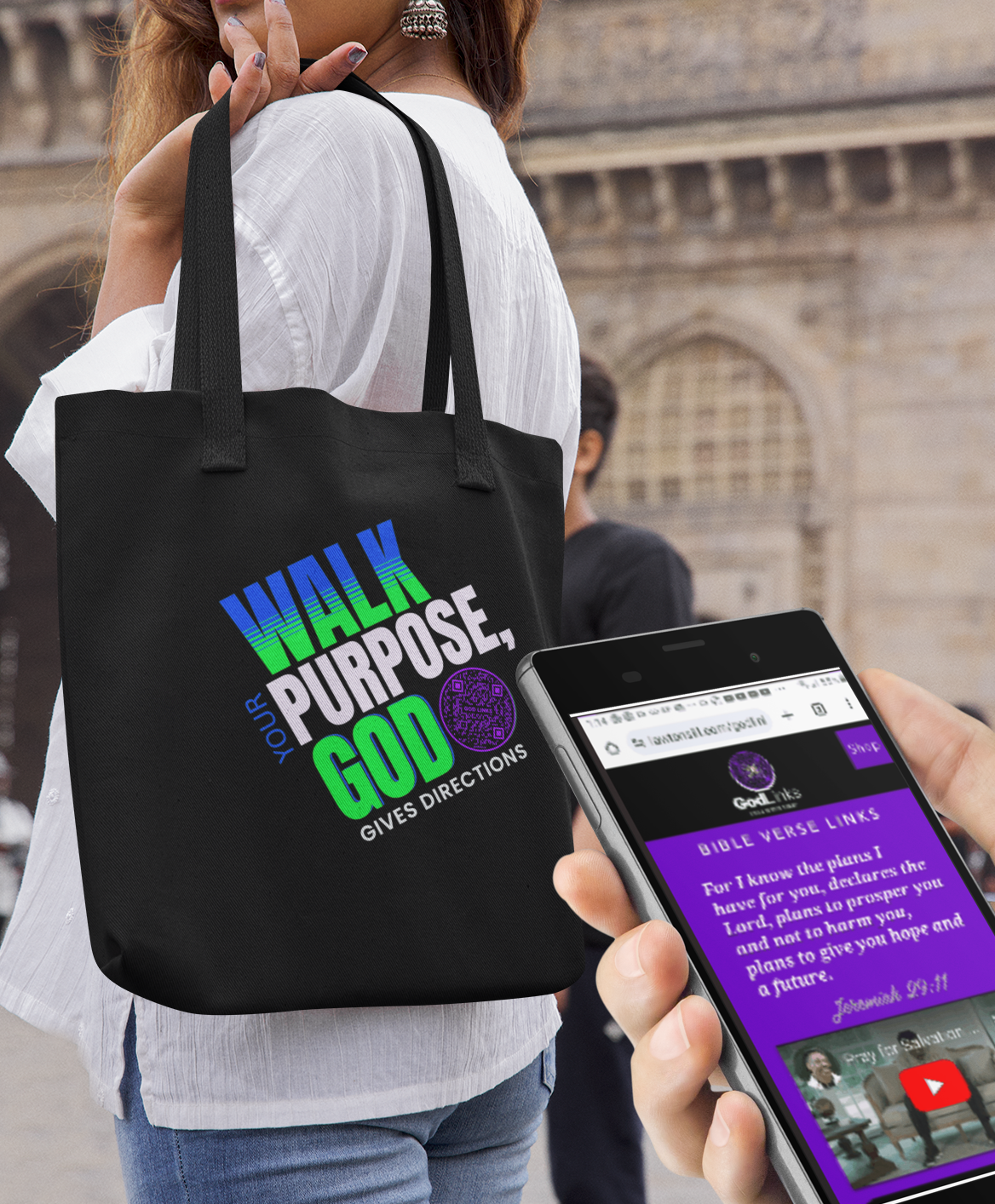 WALK YOUR PURPOSE-PURPLE-Eco Tote Bag