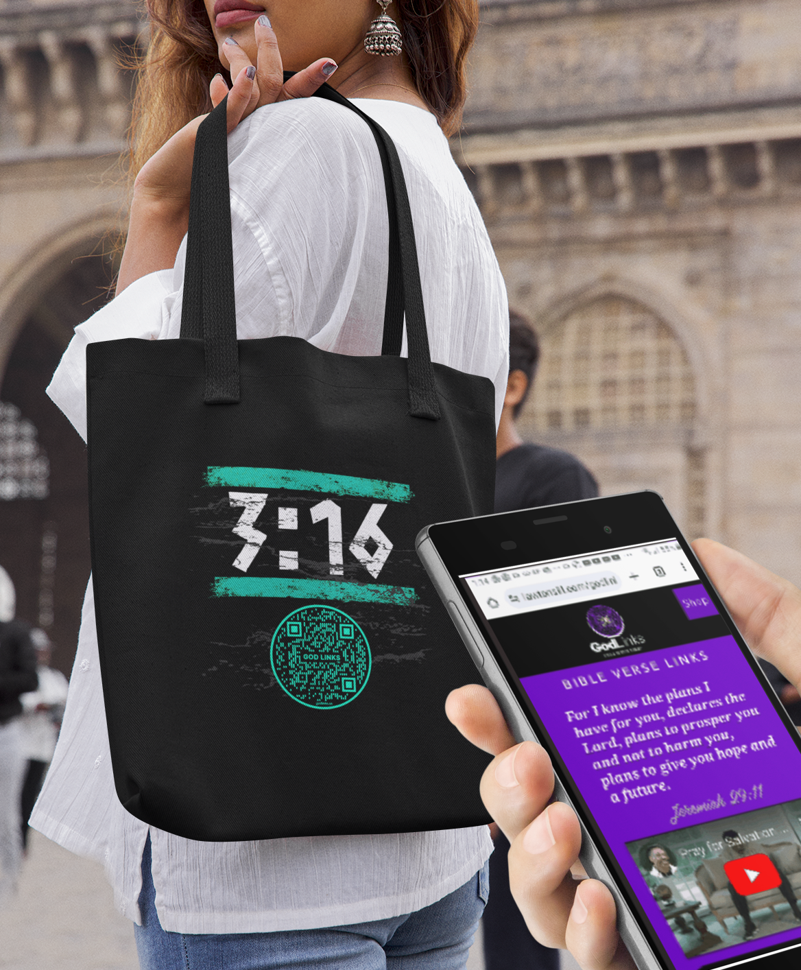 3:16- TEAL-Eco Tote Bag