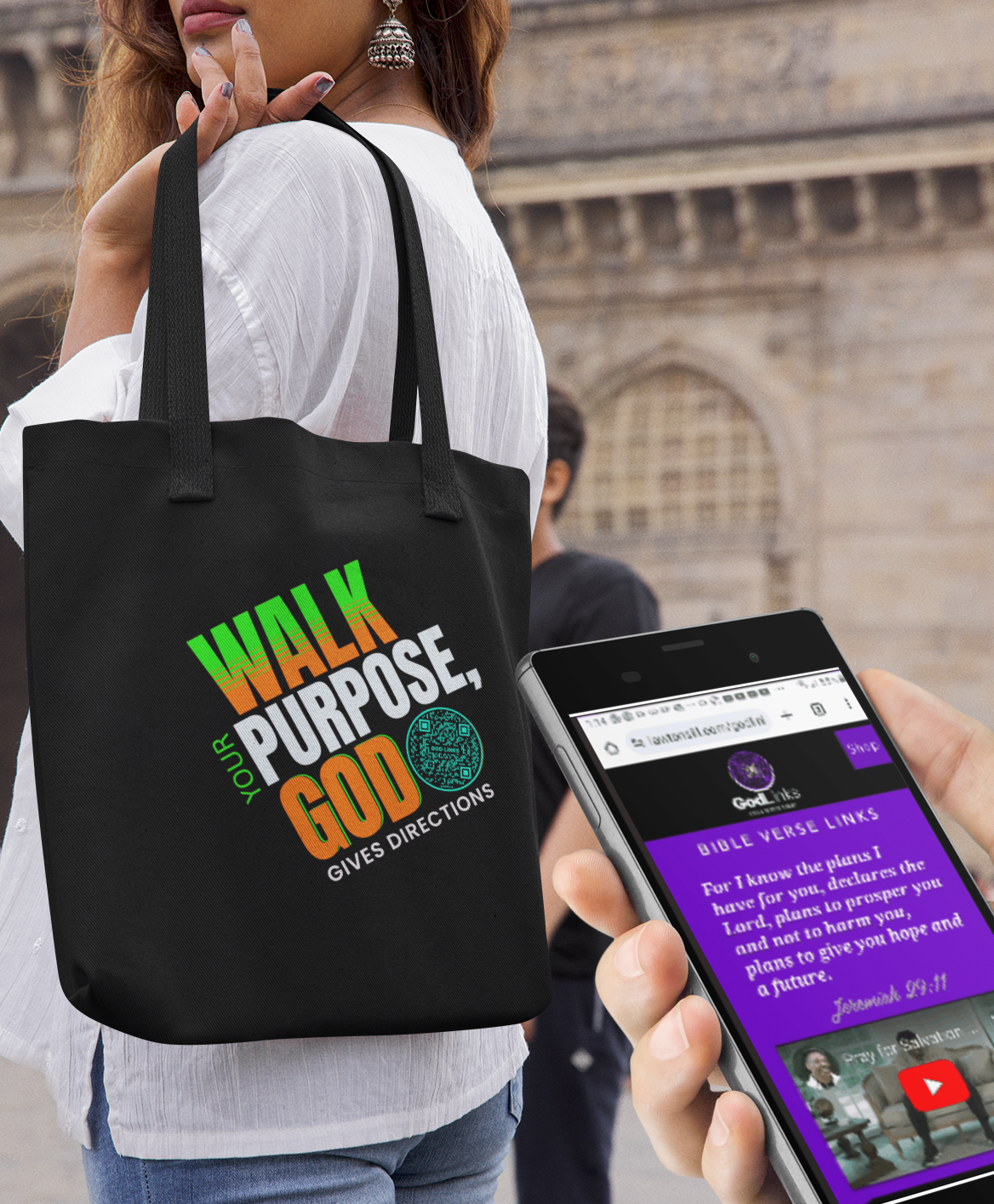WALK YOUR PURPOSE-TEAL-Eco Tote Bag