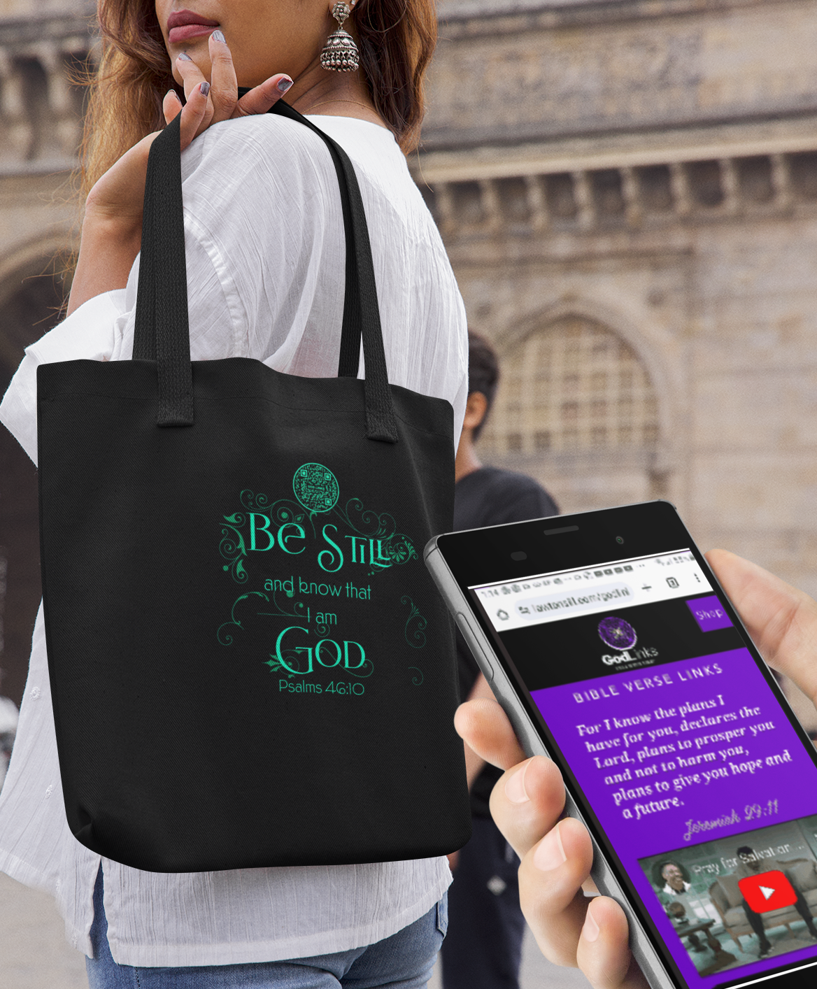 BE STILL-TEAL-Eco Tote Bag