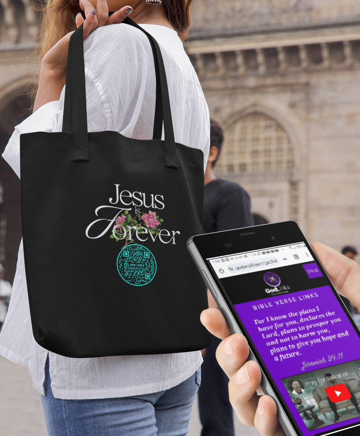 JESUS IS FOREVER-TEAL-Eco Tote Bag