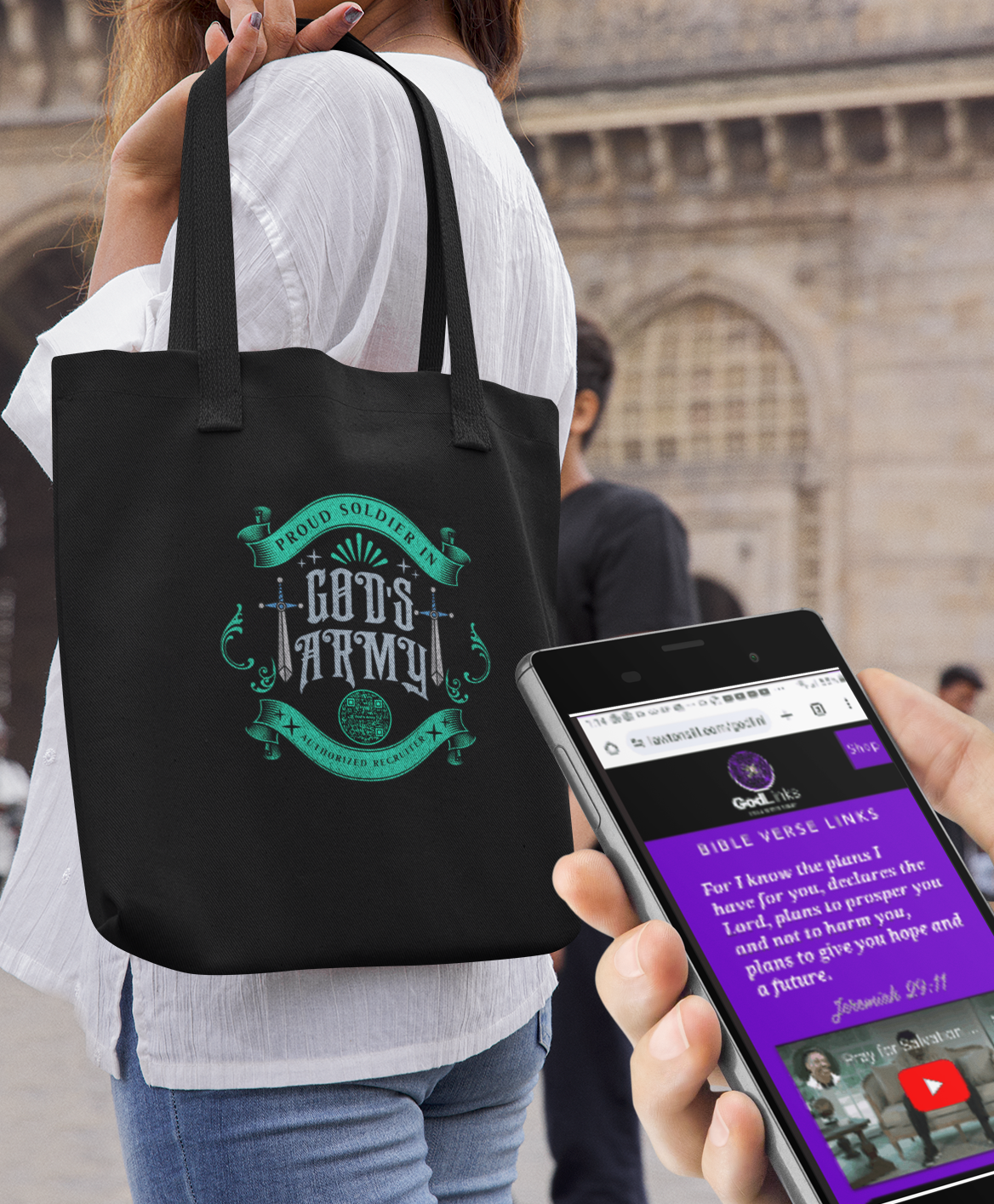 GODS ARMY-TEAL-Eco Tote Bag