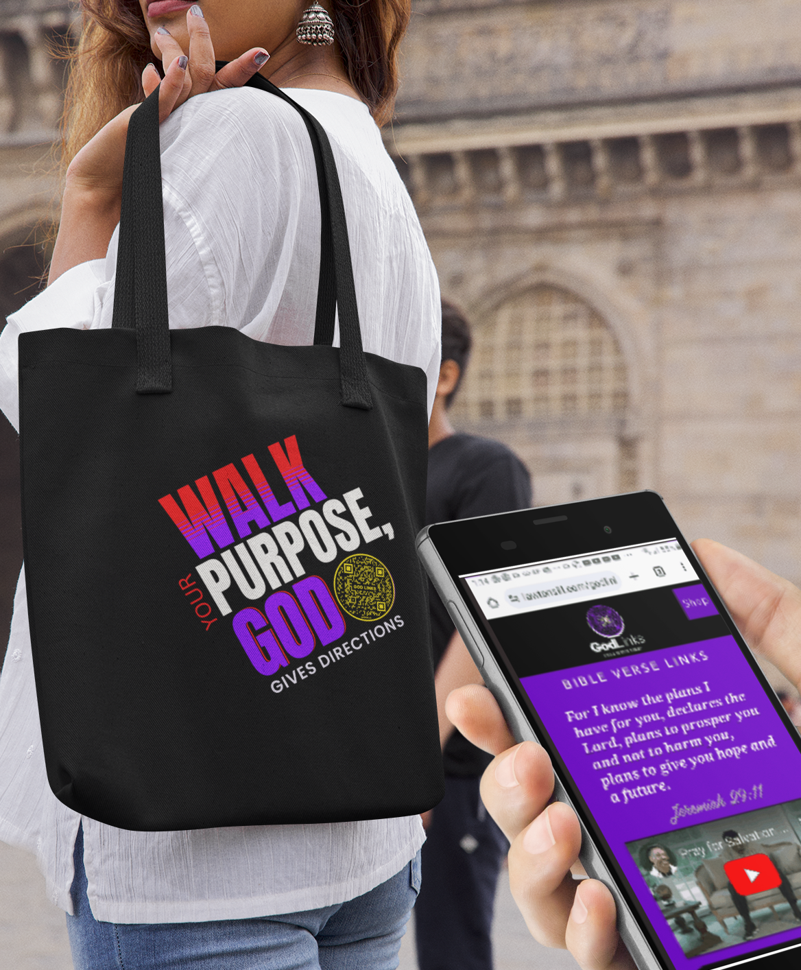 WALK YOUR PURPOSE-YELLOW-Eco Tote Bag