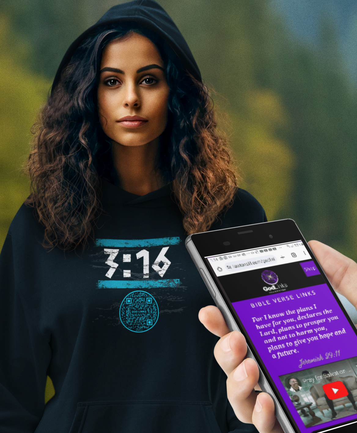 3:16-LIGHT BLUE-Unisex Hoodie