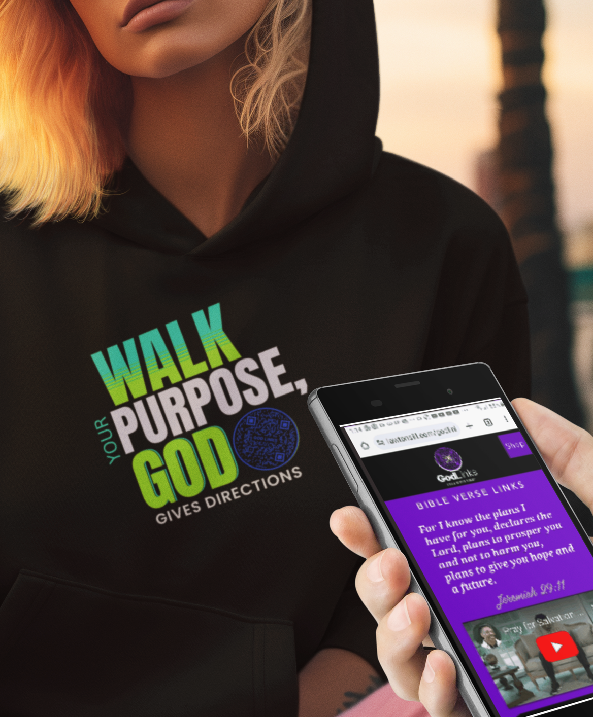 WALK YOUR PURPOSE-DARK BLUE-Unisex Hoodie