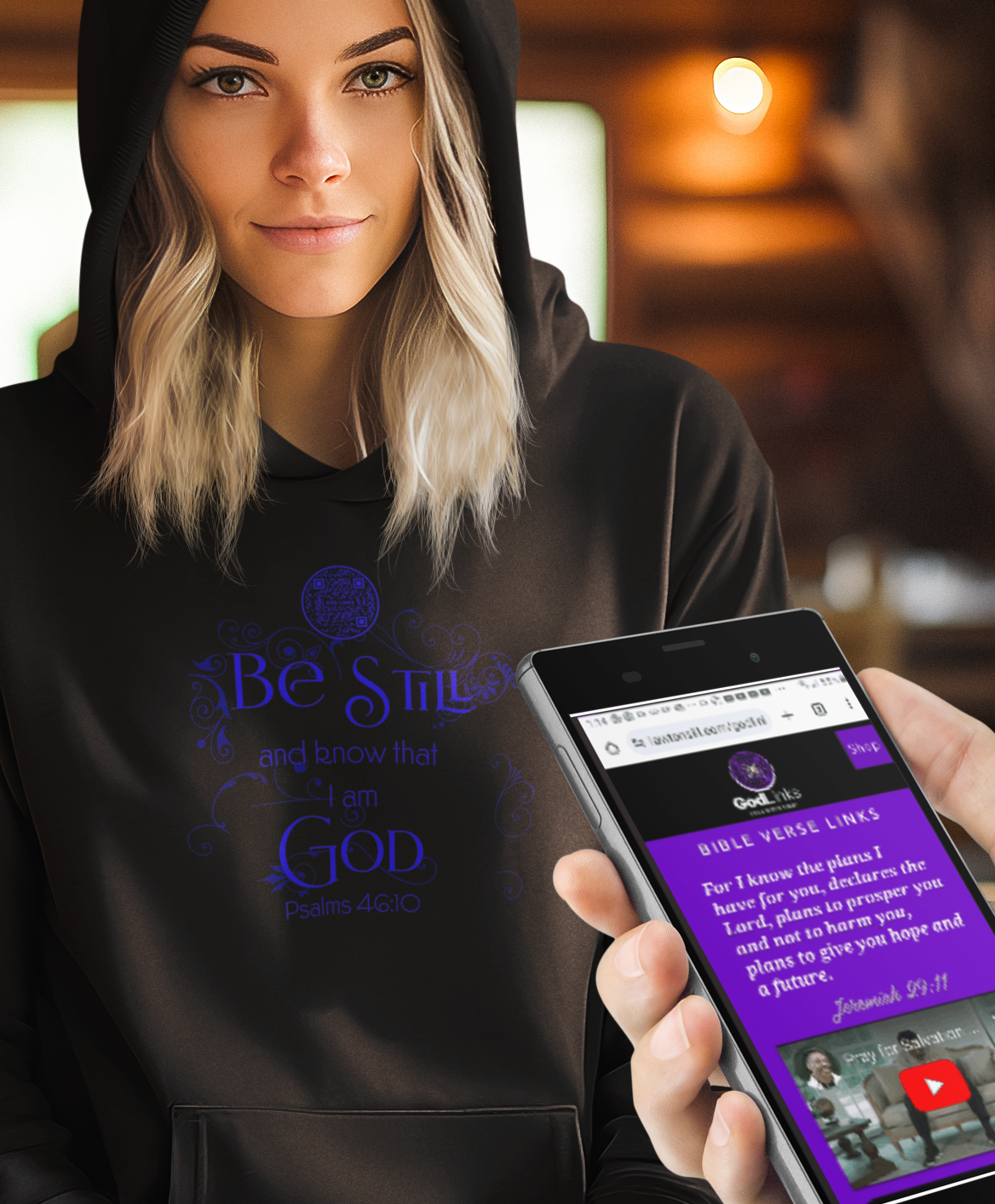 BE STILL-DARK BLUE-Unisex Hoodie