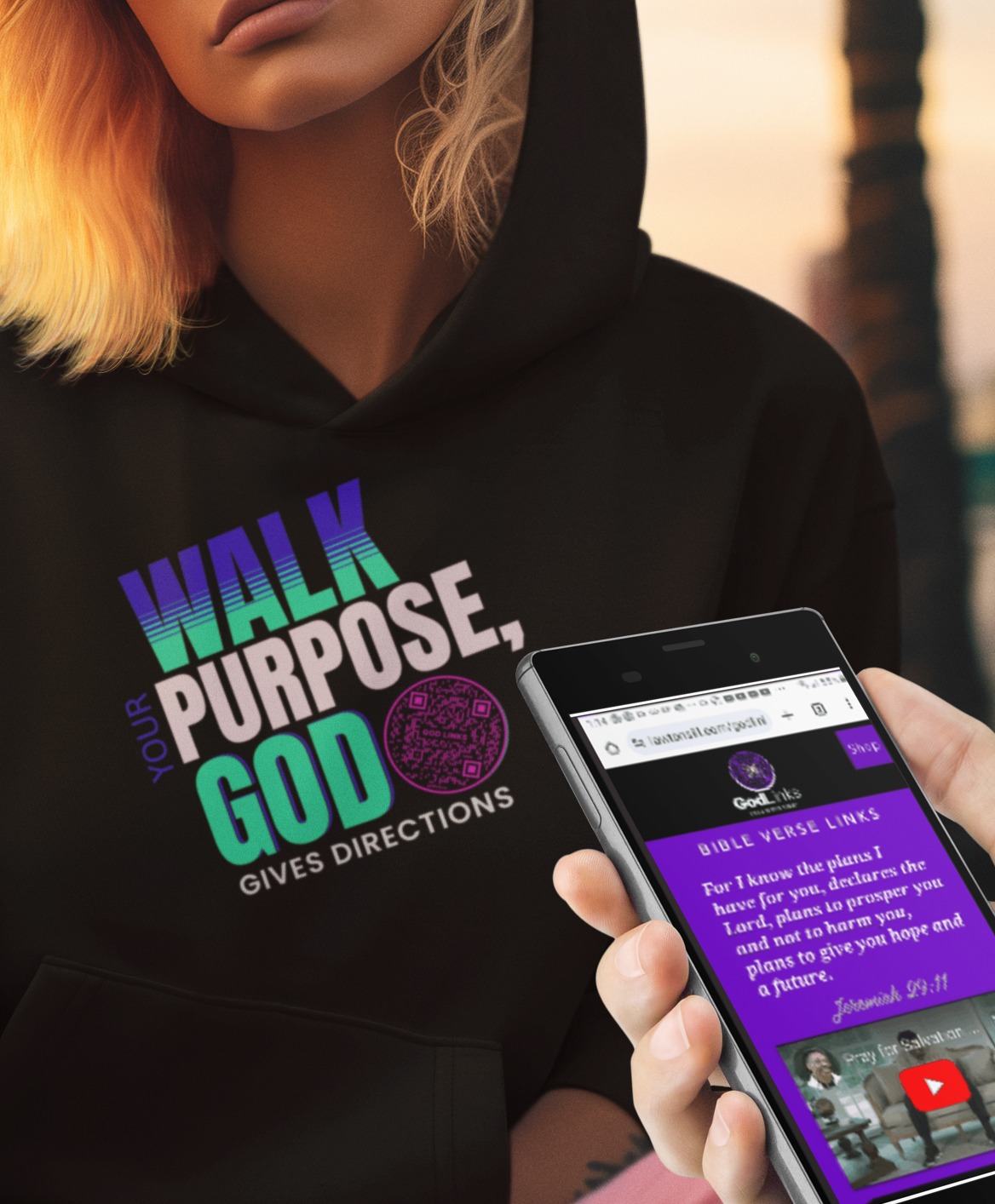 WALK YOUR PURPOSE-PINK-Unisex Hoodie
