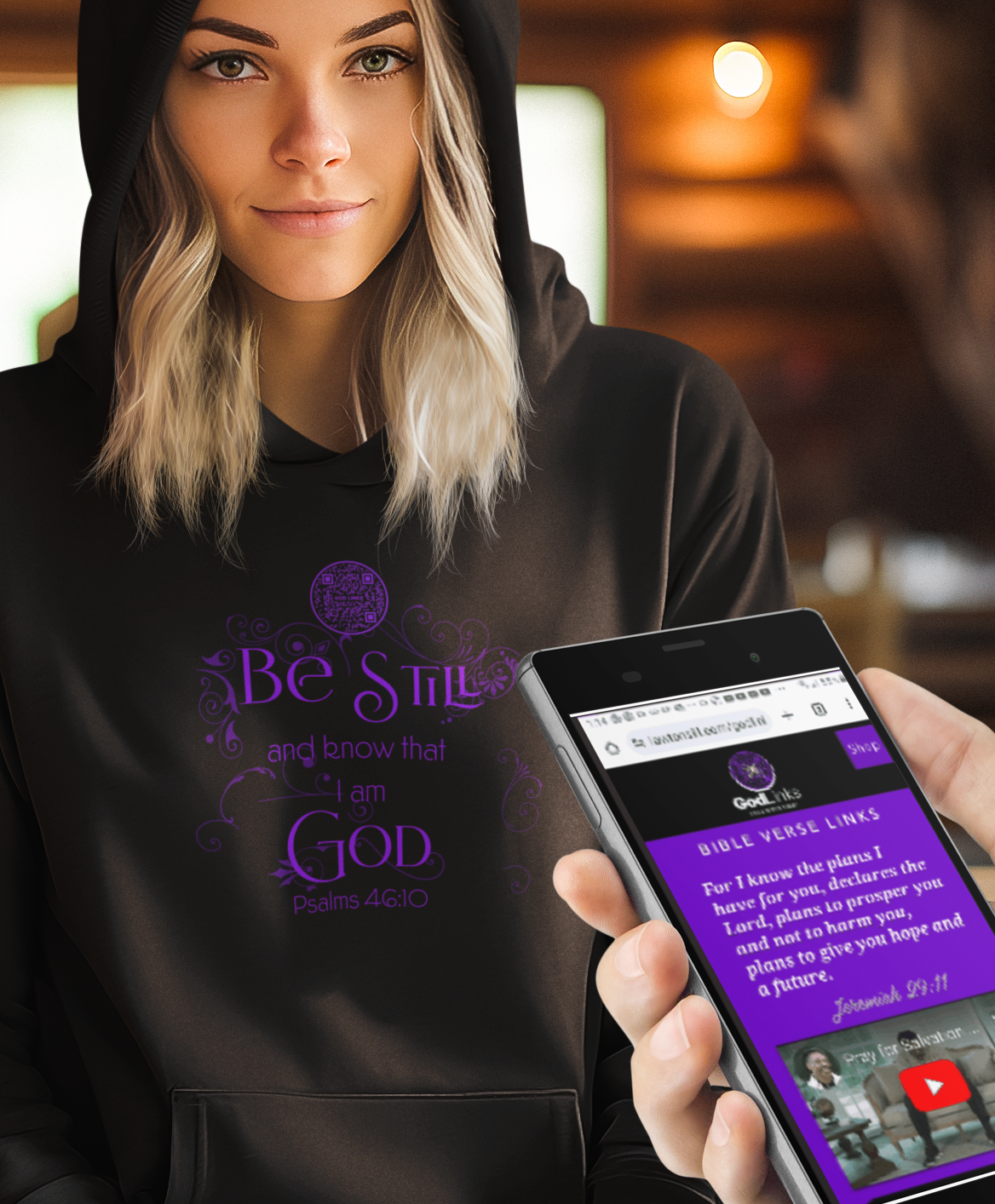 BE STILL-PURPLE-Unisex Hoodie