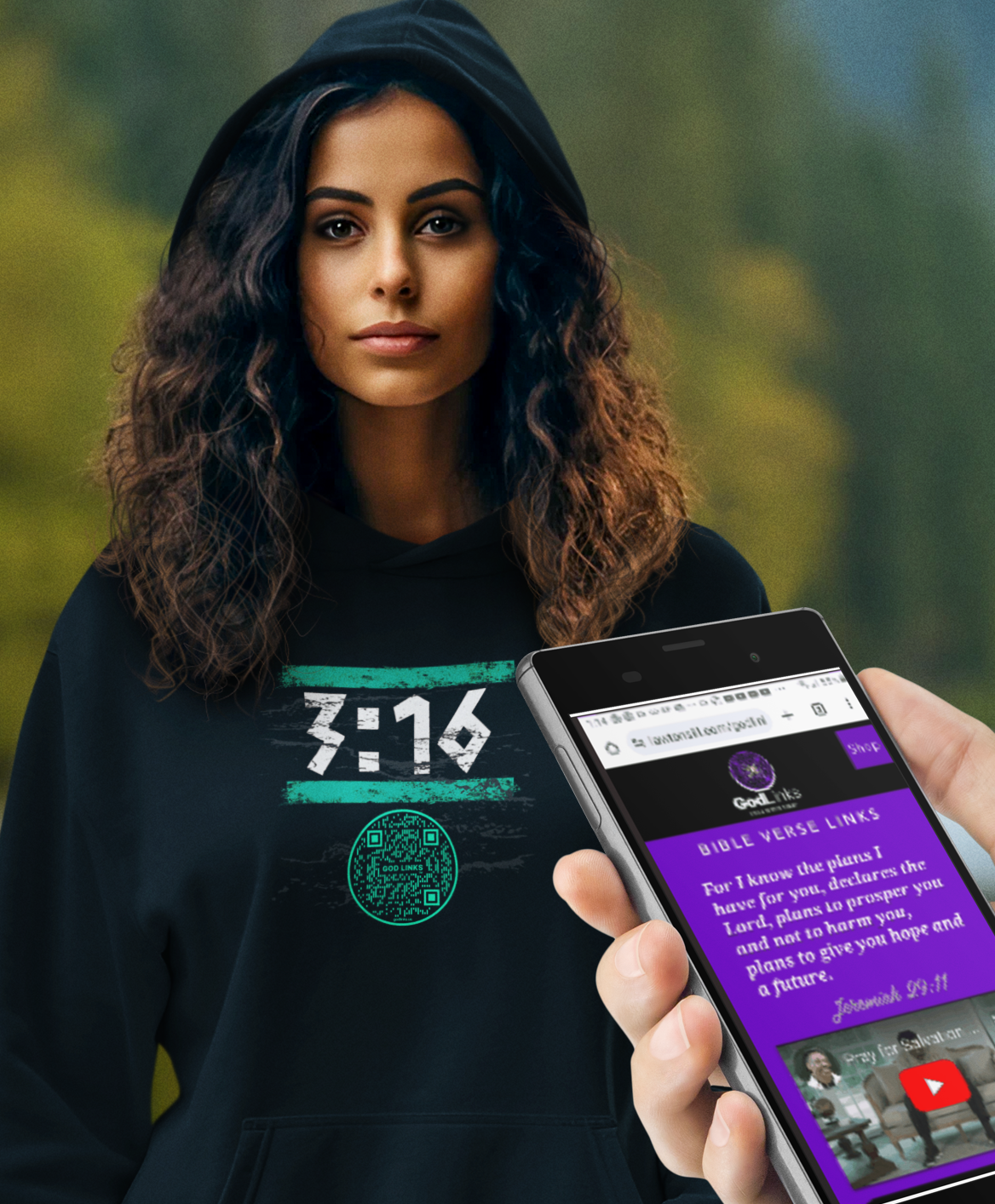 3:16-TEAL-Unisex Hoodie