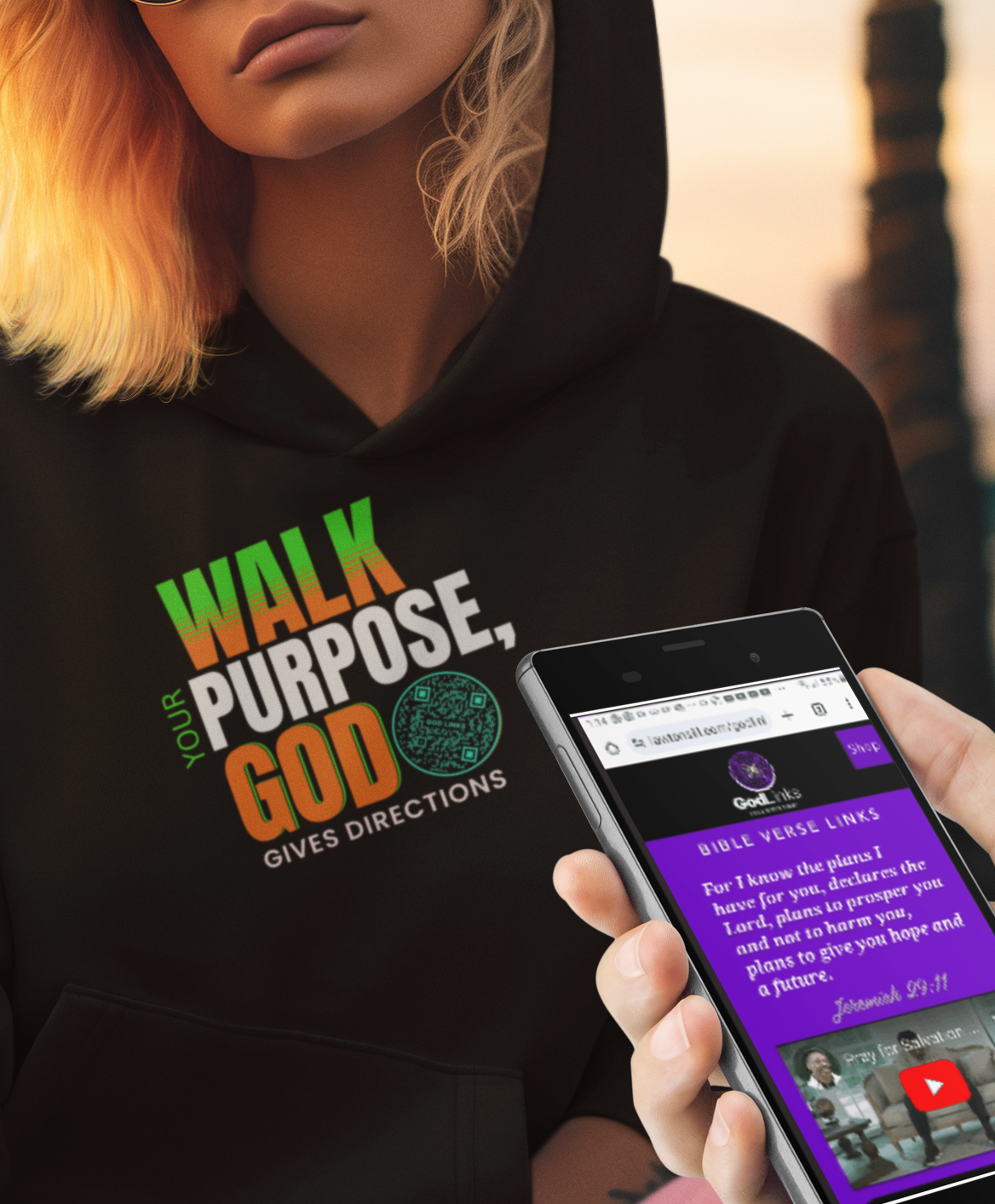 WALK YOUR PURPOSE-TEAL-Unisex Hoodie