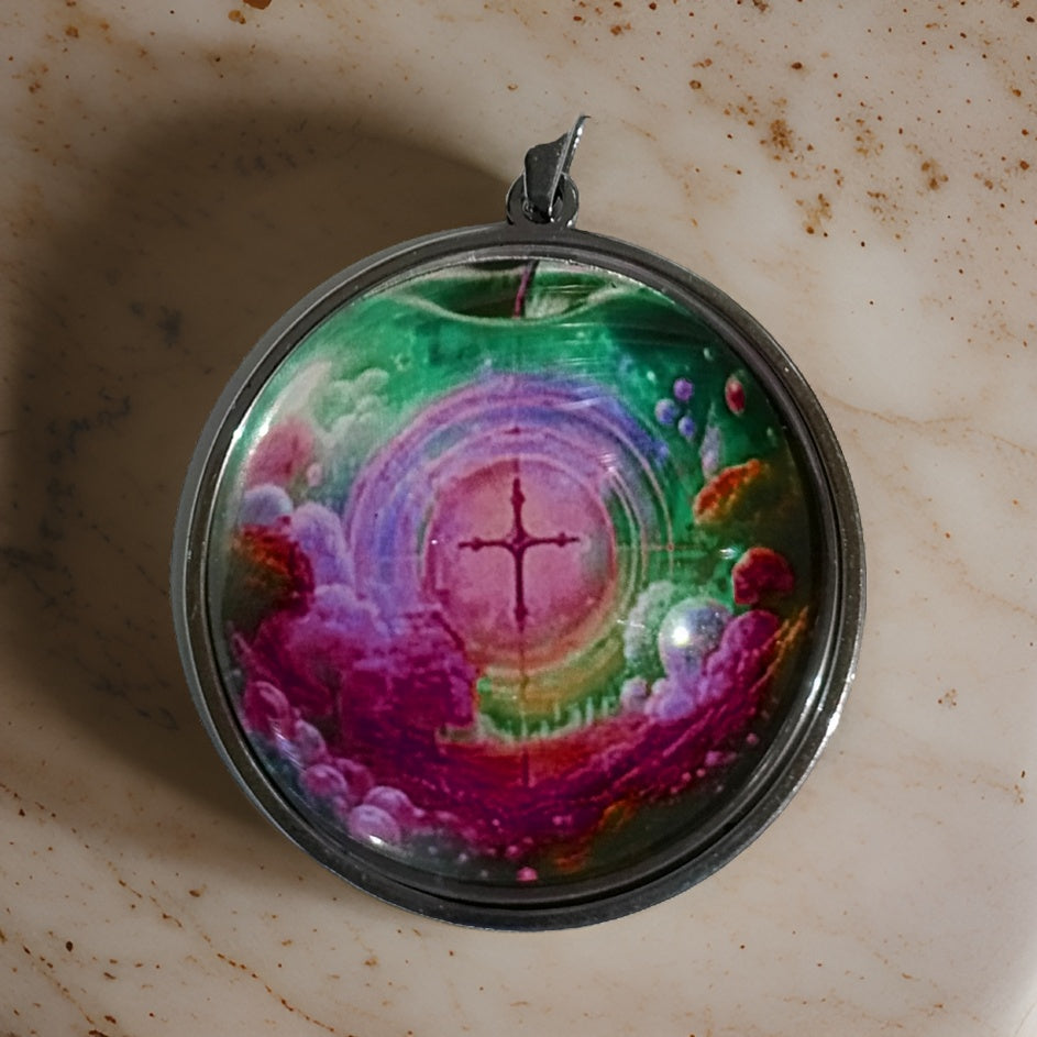 CROSS IN APPLE-PINK-LARGE PENDANT