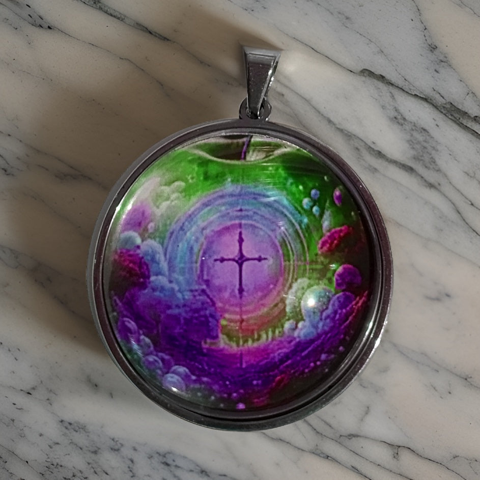 CROSS IN APPLE-PURPLE-LARGE PENDANT