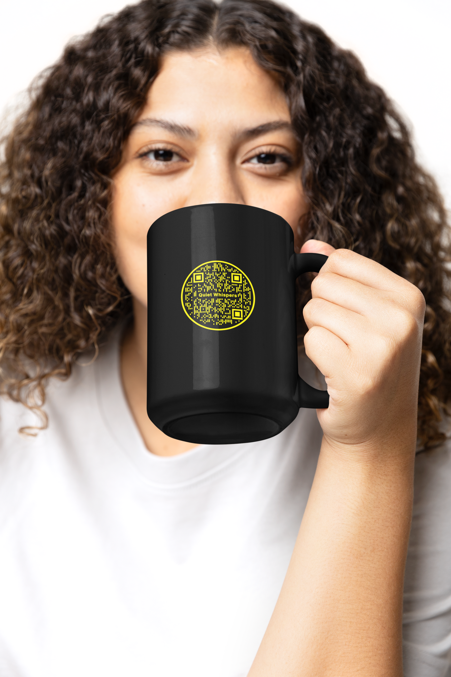 Quiet Whispers-Yellow on Black Glossy Mug