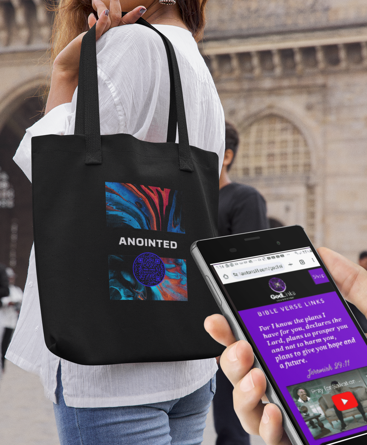 ANOINTED-DARK BLUE-Eco Tote Bag
